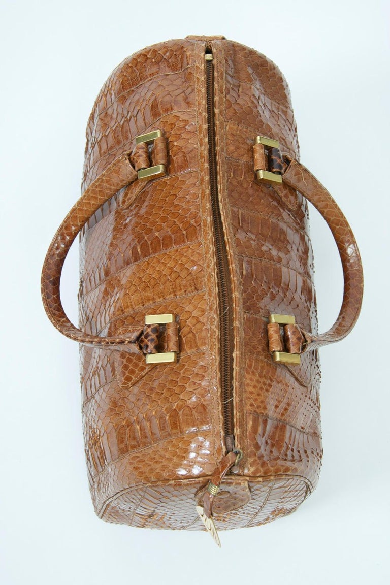 Morris Moskowitz Cognac Snake Bag For Sale 2