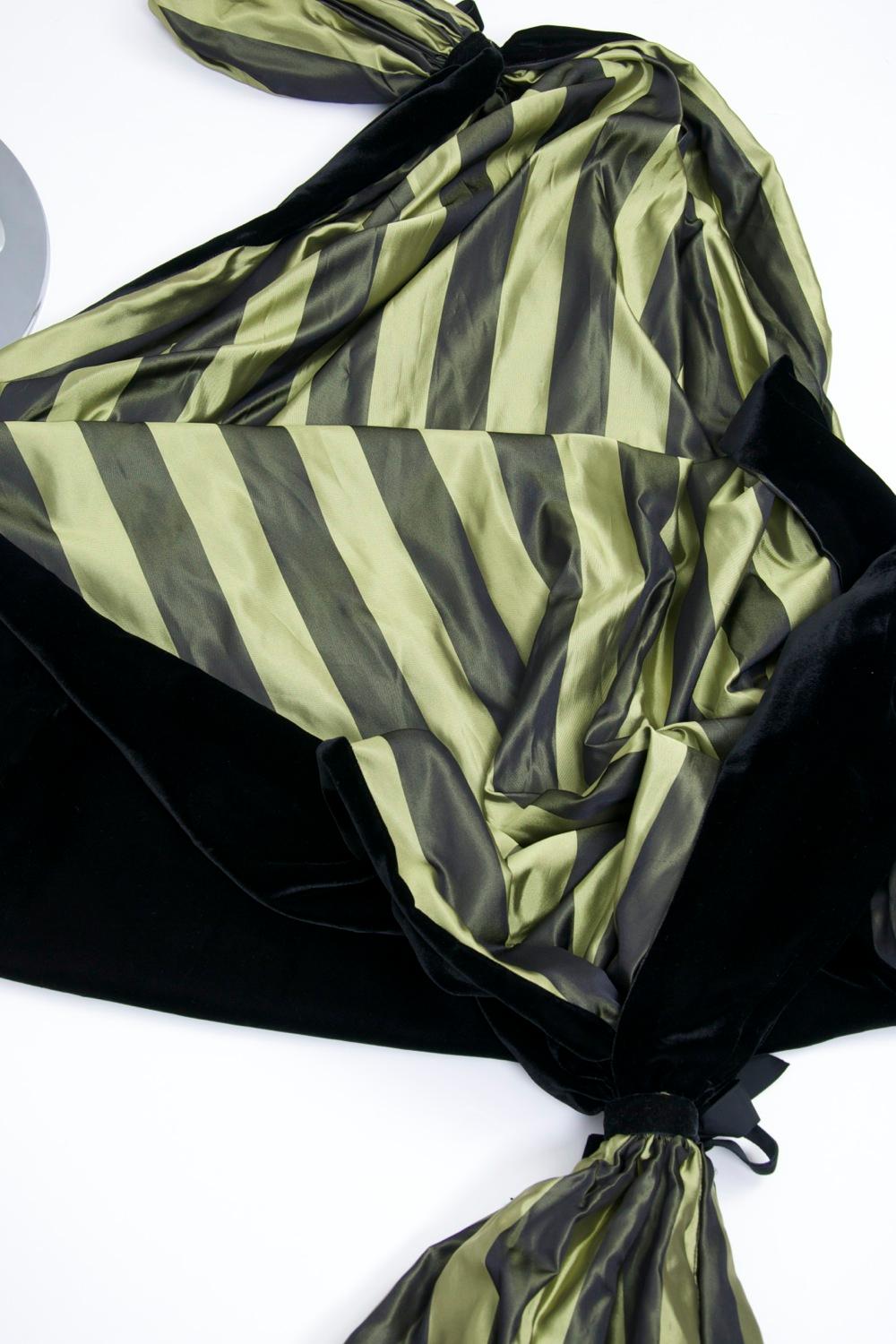 Striped Silk Blouse with Velvet Shawl For Sale 6