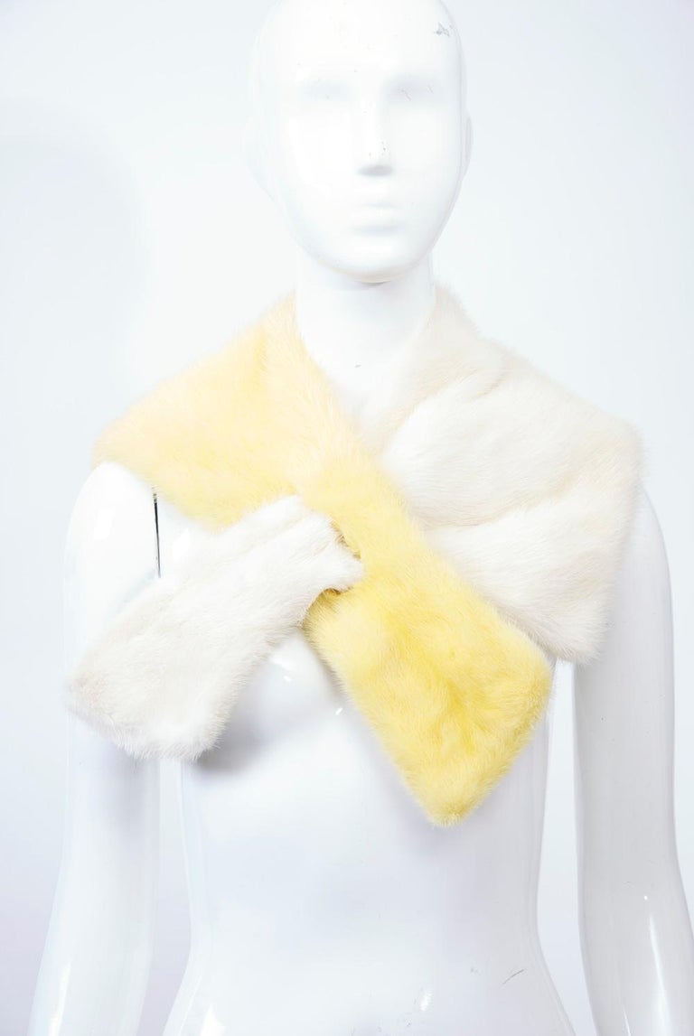 Women's Yellow and White Mink Scarf For Sale