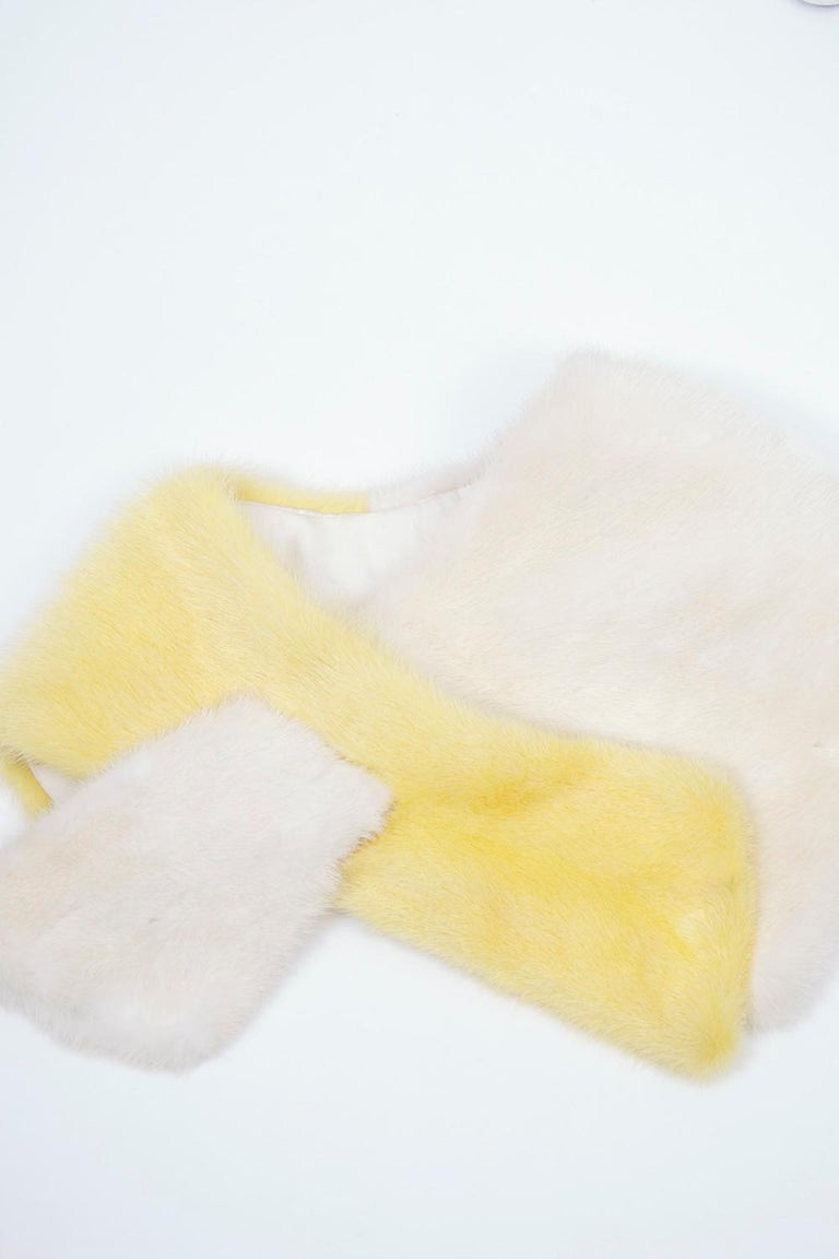 Yellow and White Mink Scarf For Sale 1