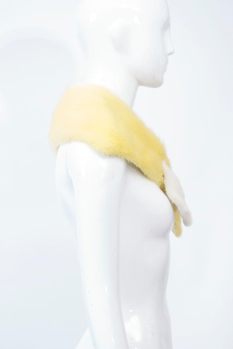 Yellow and White Mink Scarf For Sale 2