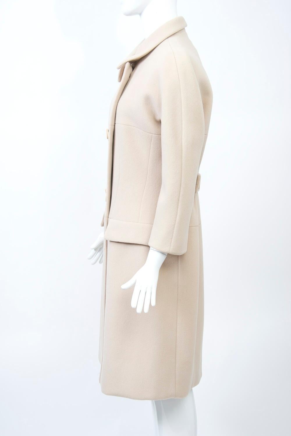 Norell 1960s Beige Wool Coat 3