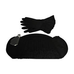 Retro 1940s Large Faille Clutch with Gloves