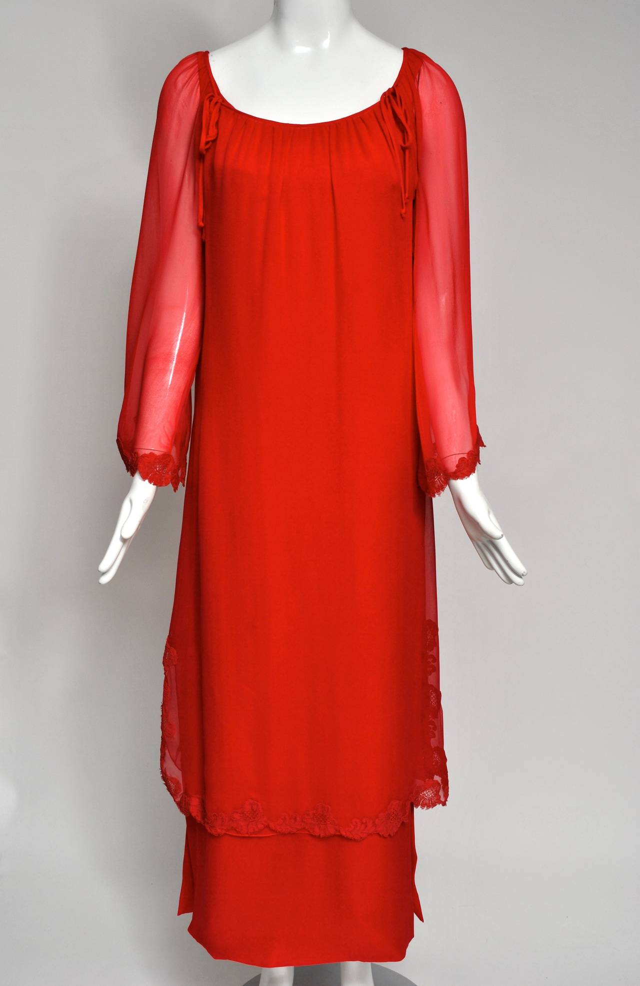 Sibley Coffee Red Chiffon Gown 2