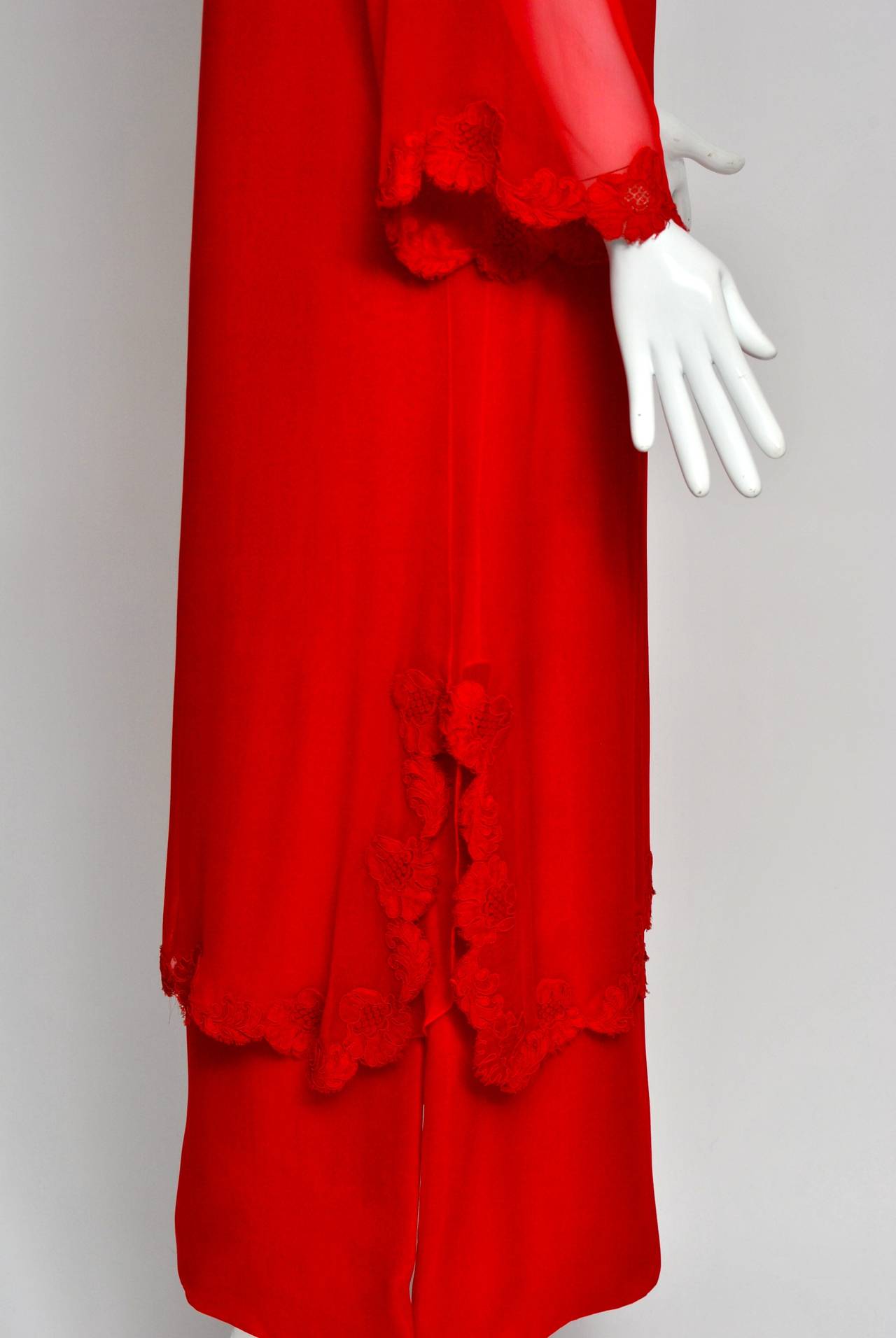 Sibley Coffee Red Chiffon Gown In Excellent Condition In Alford, MA