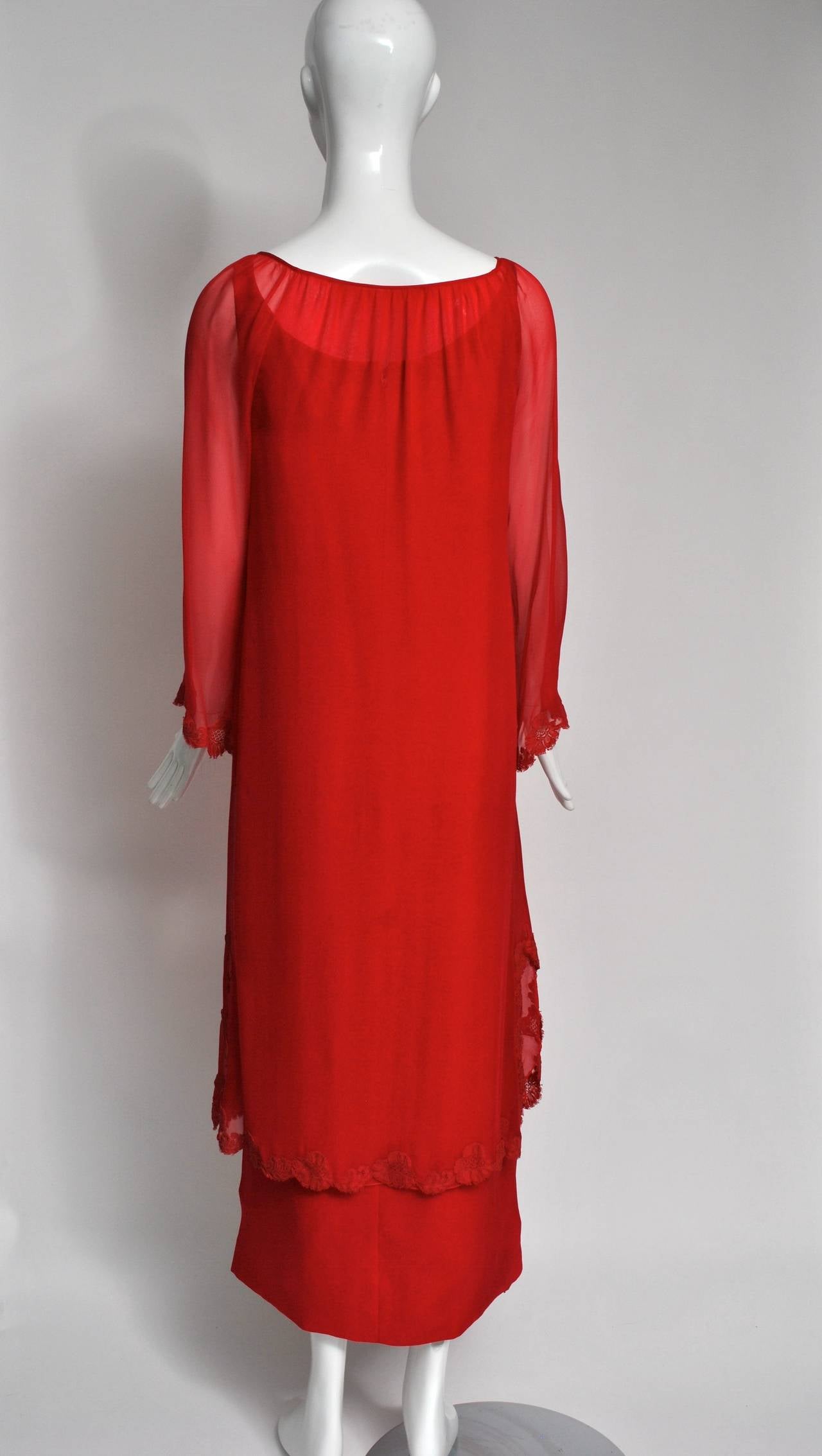 Sibley Coffee Red Chiffon Gown 1