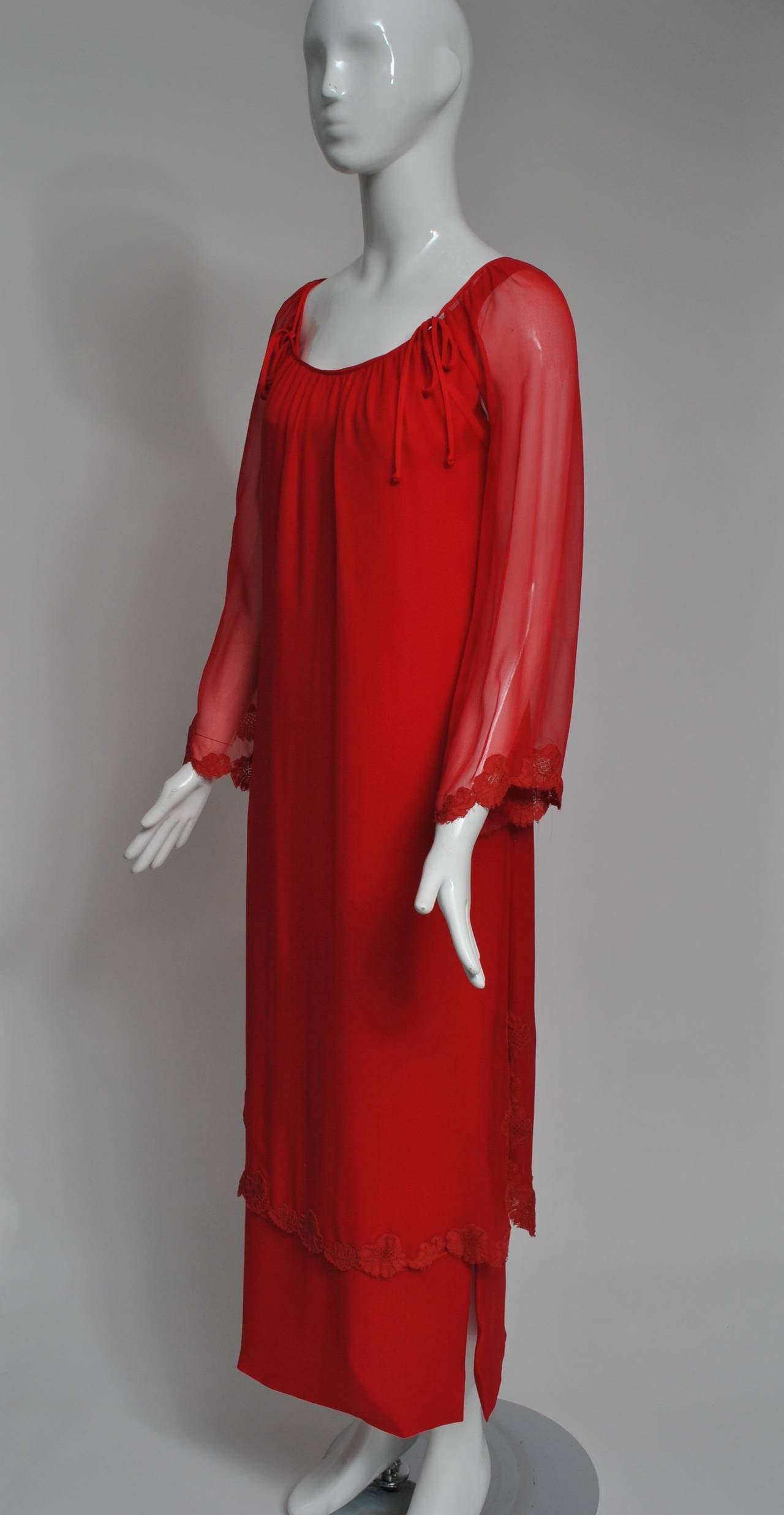Sibley Coffee Red Chiffon Gown 3