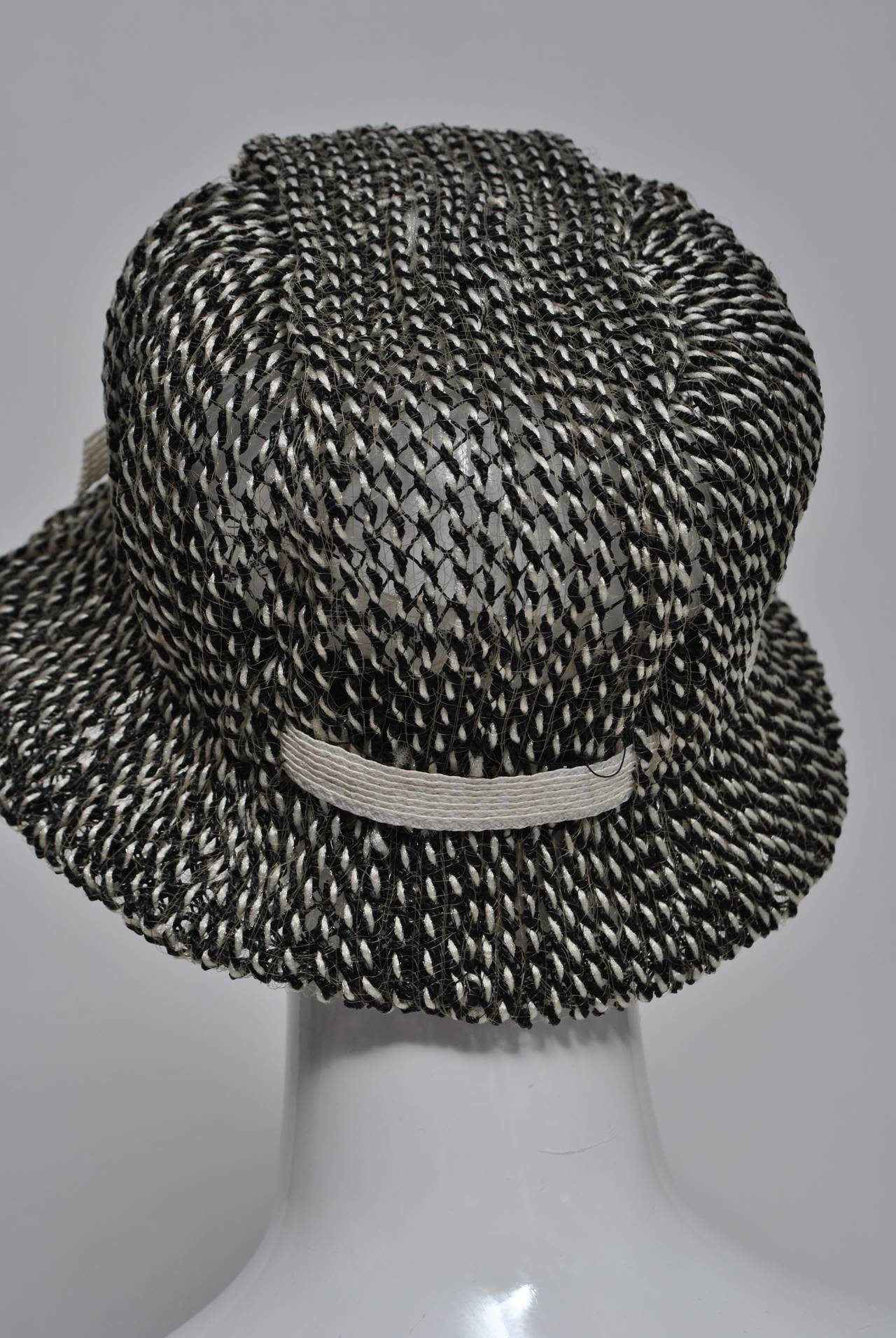 Lilly Dache Black and White Straw Hat 1