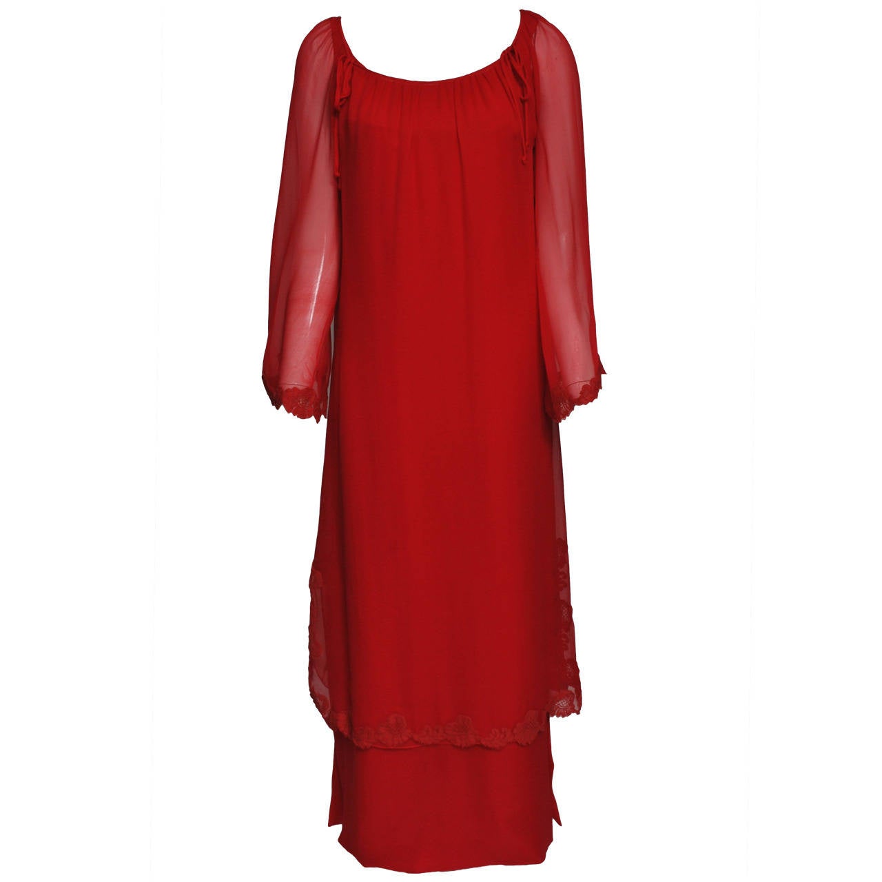 Sibley Coffee Red Chiffon Gown