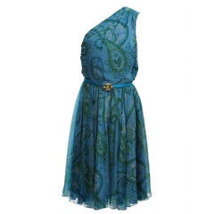 Dior Paisley Chiffon One-Shoulder Dress 2