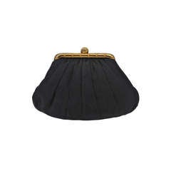 Chanel Black Silk Evening Clutch with Chain
