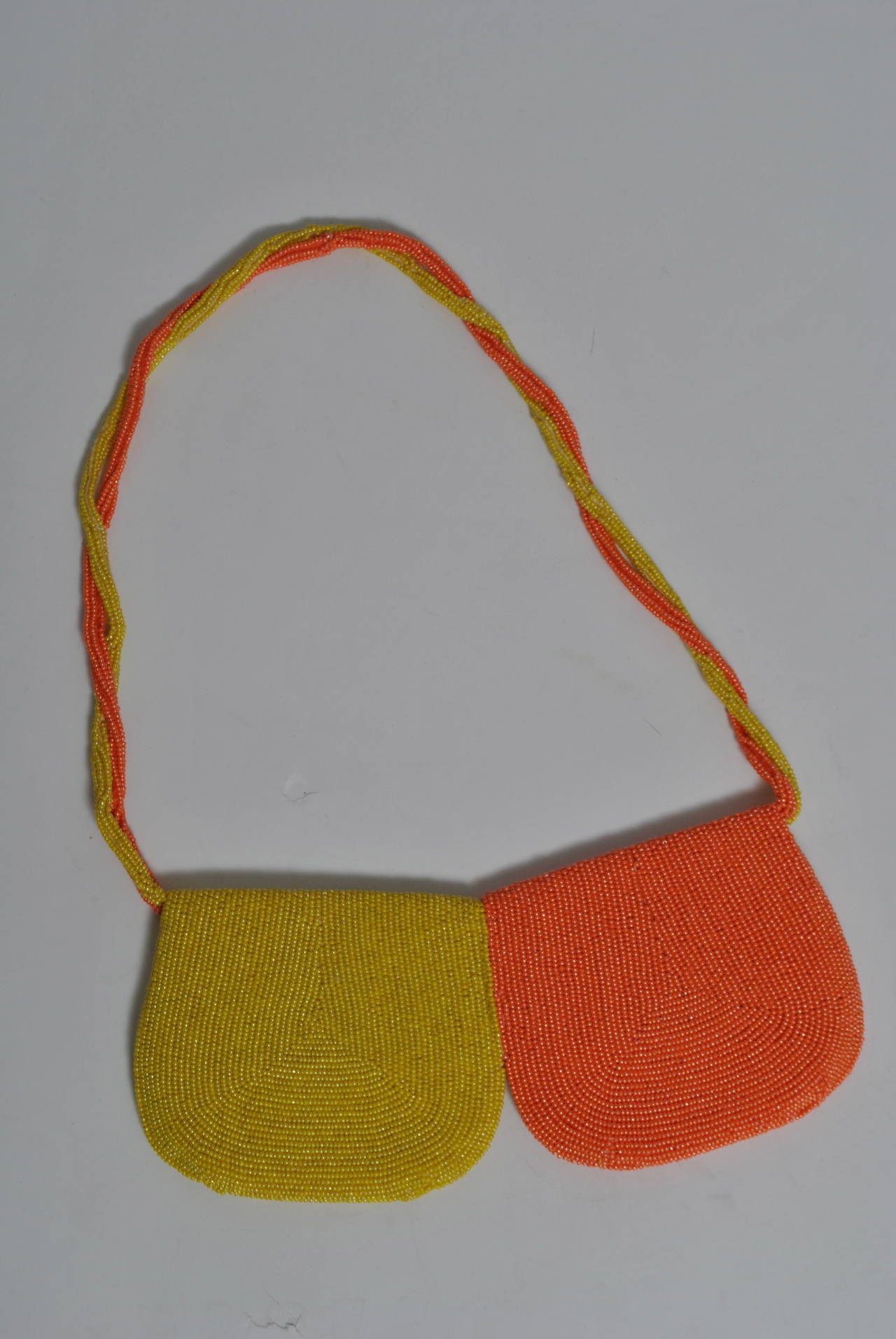Orange/Yellow Beaded Bag In Excellent Condition In Alford, MA