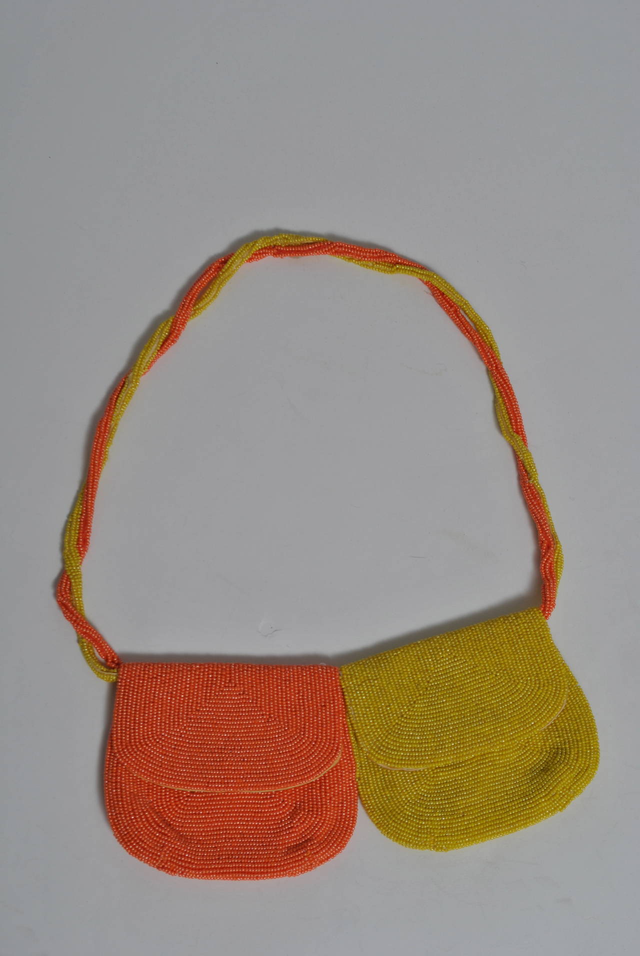 Brown Orange/Yellow Beaded Bag
