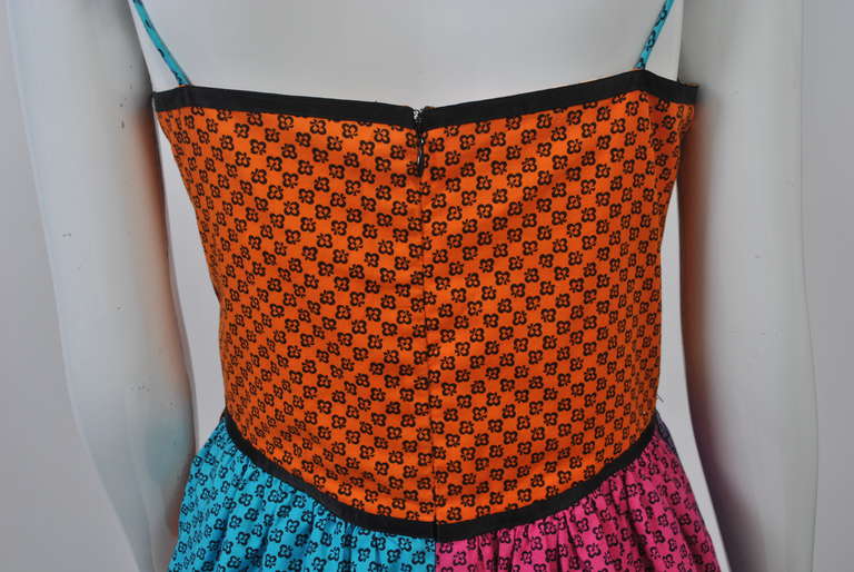 Color Block Print Vintage Sundress In Excellent Condition In Alford, MA