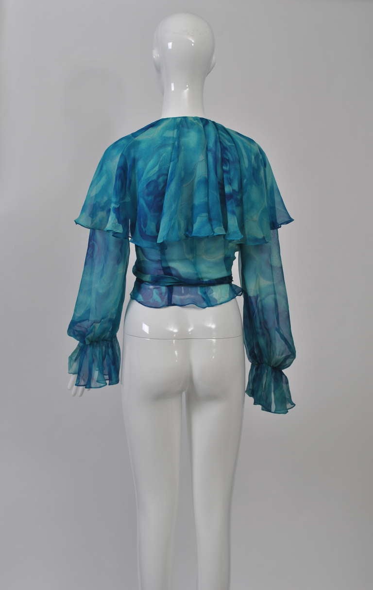 Valerie Porr Watercolor Chiffon Wrap Top 1