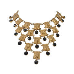 Vintage Marvella Bib Necklace with Black Stones