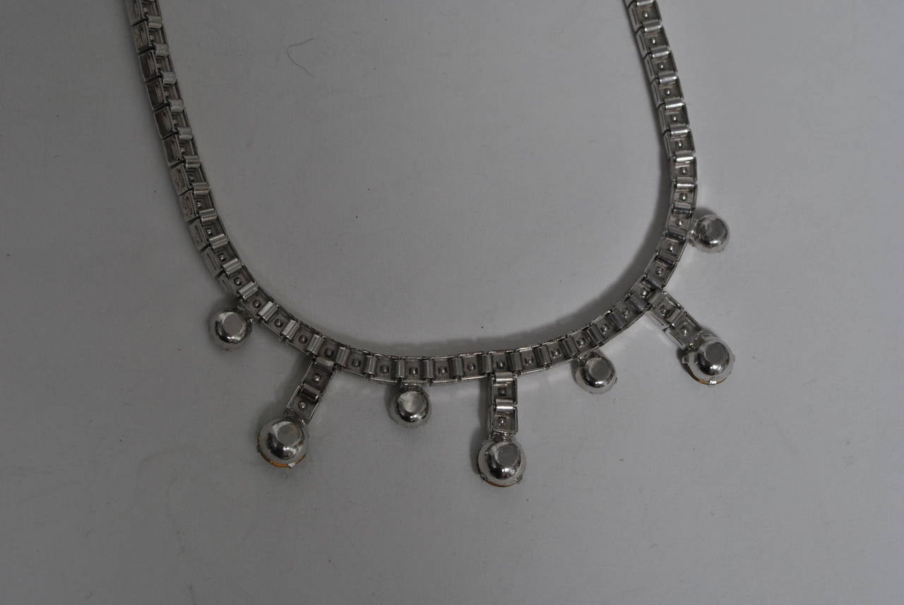 Vintage Strass und Smaragd Halskette im Angebot 4