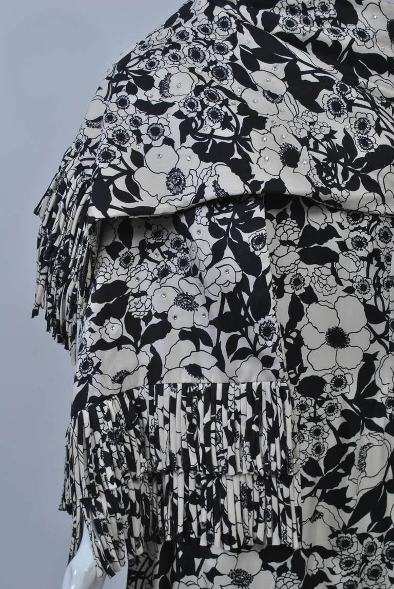 Mr. Blackwell Blk/White Silk Print Dress and Shawl 2