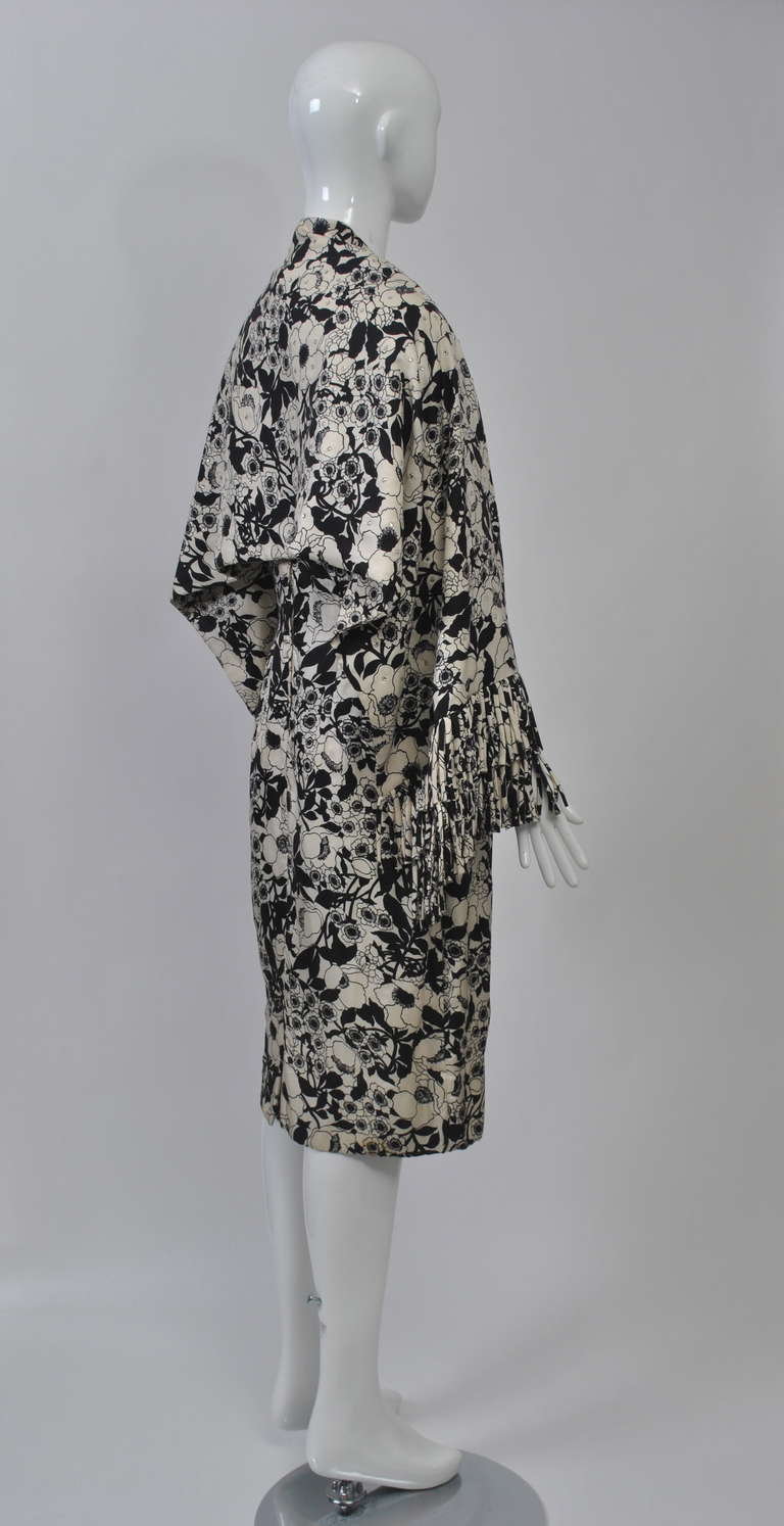 Mr. Blackwell Blk/White Silk Print Dress and Shawl In Excellent Condition In Alford, MA