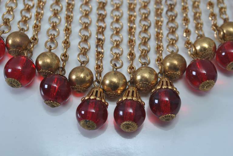 1940s Bib Necklace with Red Stones In Excellent Condition In Alford, MA