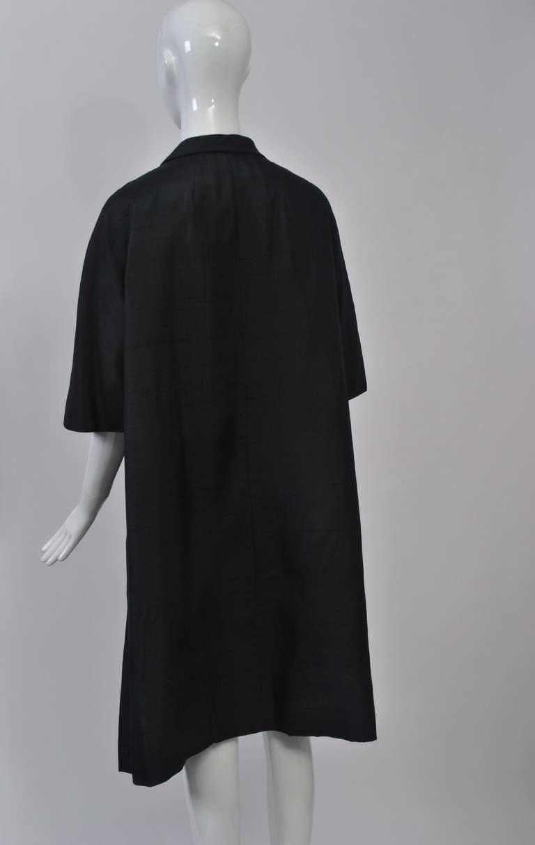 Black Silk 1960s Opera Coat In Excellent Condition In Alford, MA