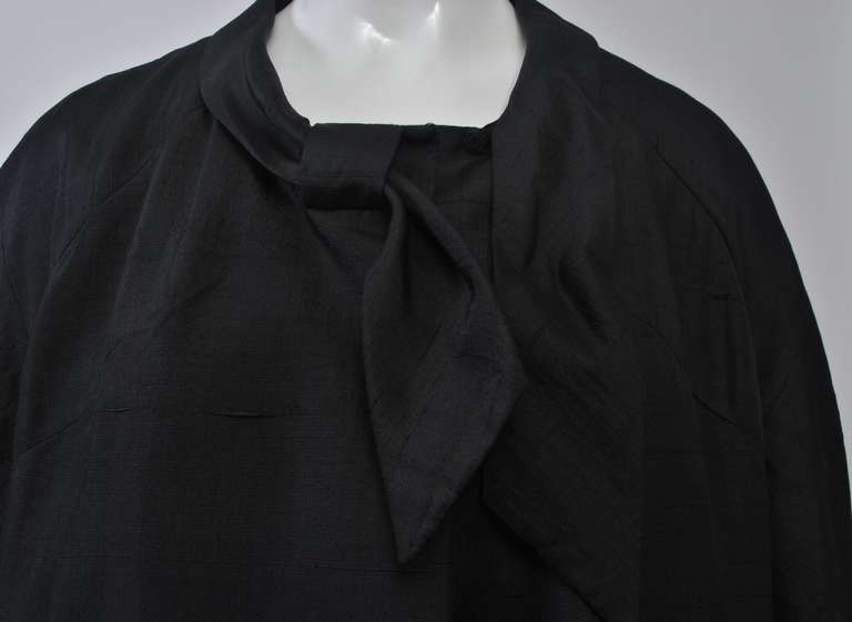 Black Silk 1960s Opera Coat 2