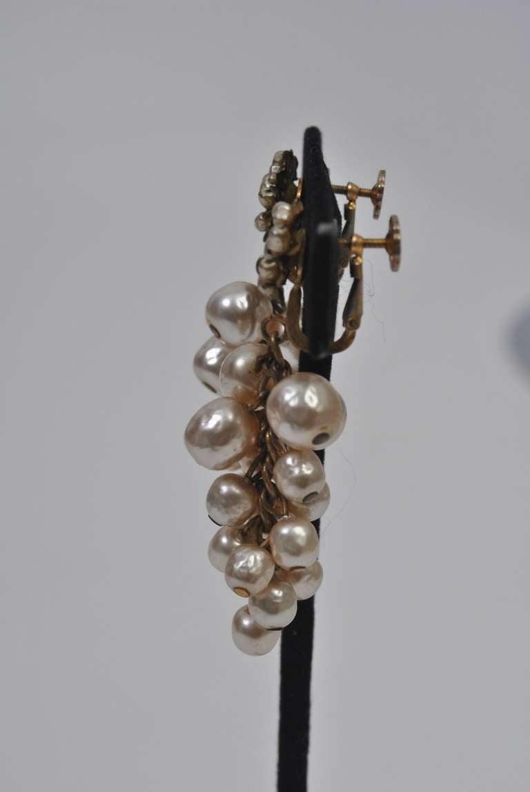 Miriam Haskell Pearl Earrings In Excellent Condition In Alford, MA