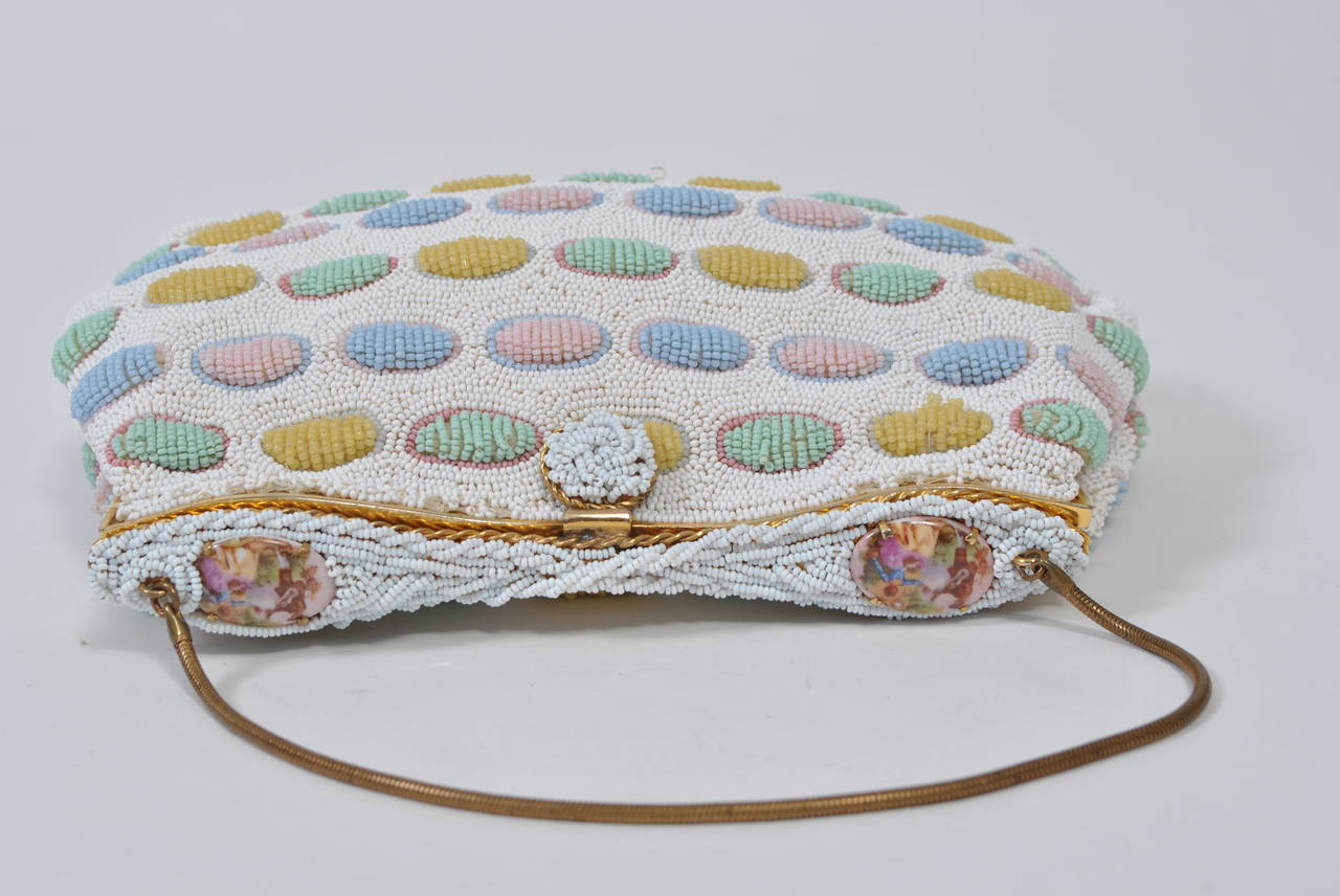 Gray Pastel Beaded Bag For Sale