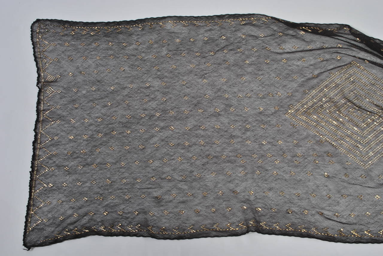 Black Art Deco Assuit Shawl