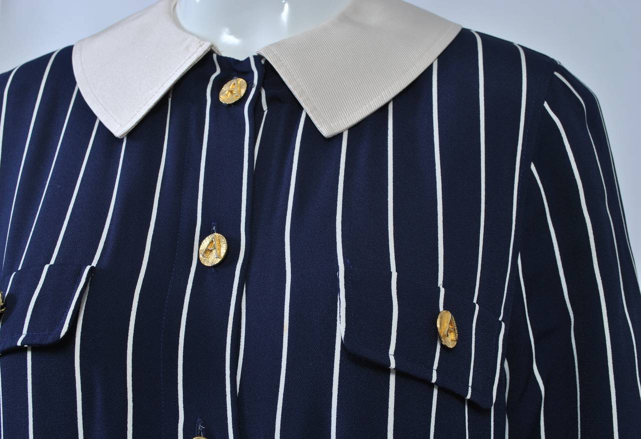 Adolfo Pinstripe Shirtdress For Sale 1