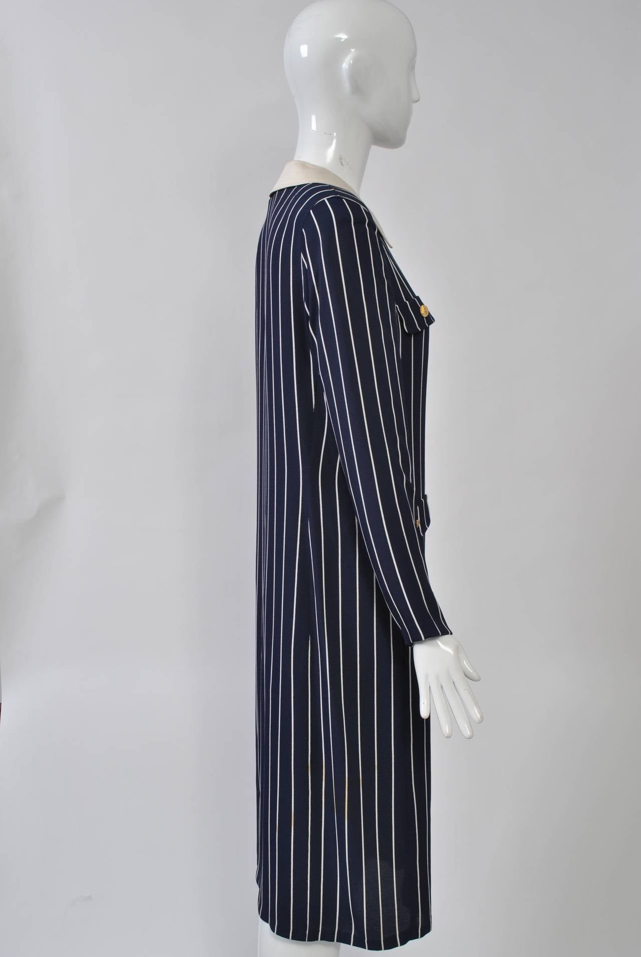 Black Adolfo Pinstripe Shirtdress For Sale