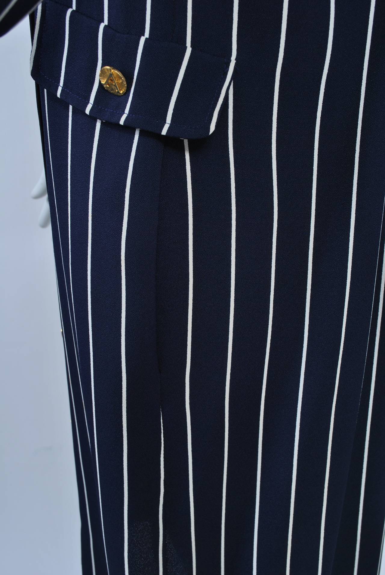 Adolfo Pinstripe Shirtdress For Sale at 1stDibs