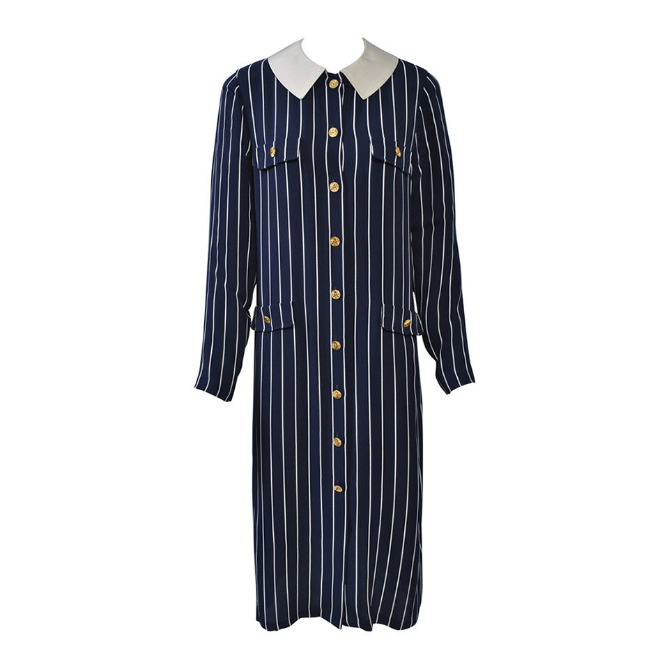 Adolfo Pinstripe Shirtdress For Sale