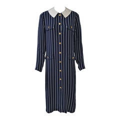 Adolfo Pinstripe Shirtdress