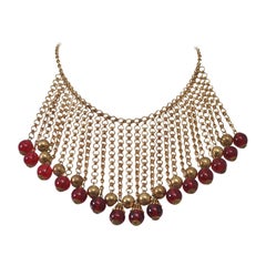 1940s Bib Necklace with Red Stones