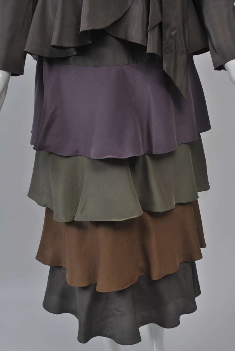 Gray Multi-Colored Two-Piece Tiered Outfit For Sale