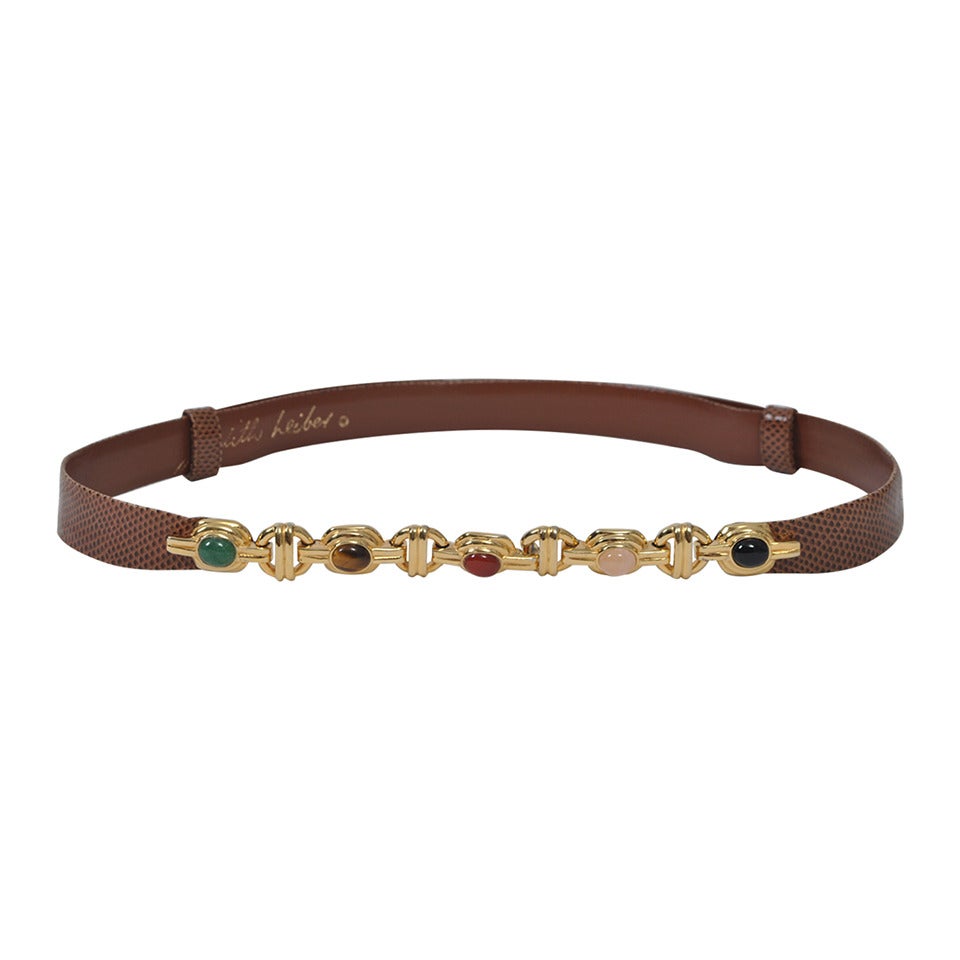 Judith Leiber Cocoa Lizard Belt