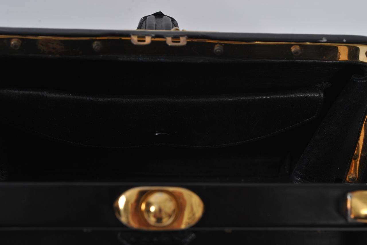 Lederer 1960s Black Leather Watch Handbag 2