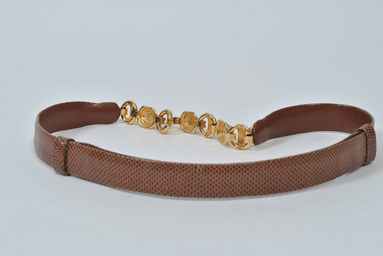 Women's Judith Leiber Cocoa Lizard Belt