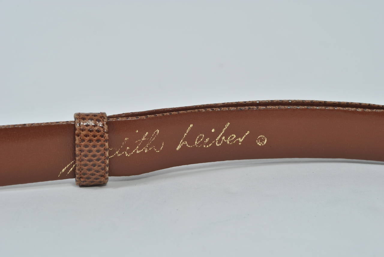 Judith Leiber Cocoa Lizard Belt In Excellent Condition In Alford, MA