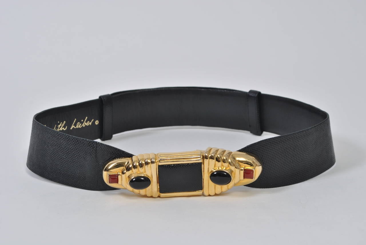 Judith Leiber Black Lizard Belt