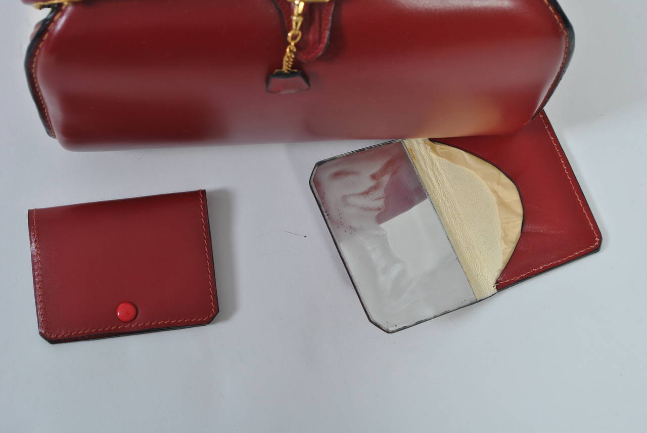 Lederer 1960s Red Leather Handbag 1