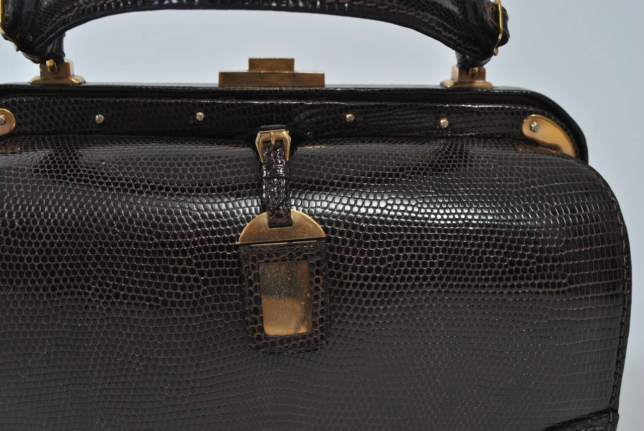 Women's Lederer 1960s Brown Lizard Handbag