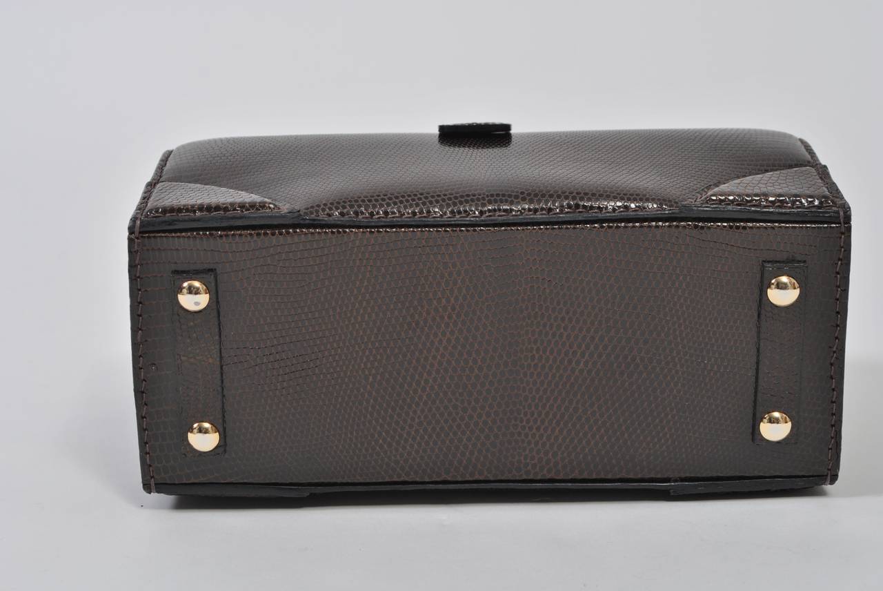 Lederer 1960s Brown Lizard Handbag 2