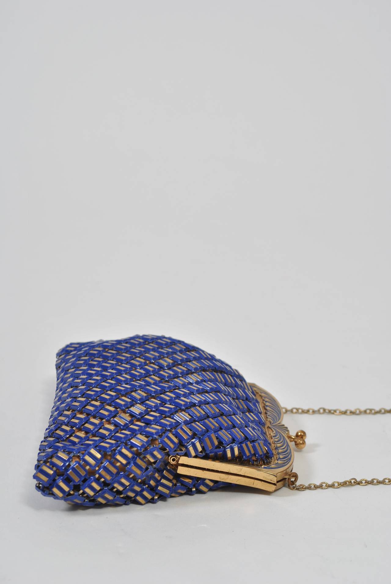 Purple Whiting & Davis Blue and Gold Mesh Bag