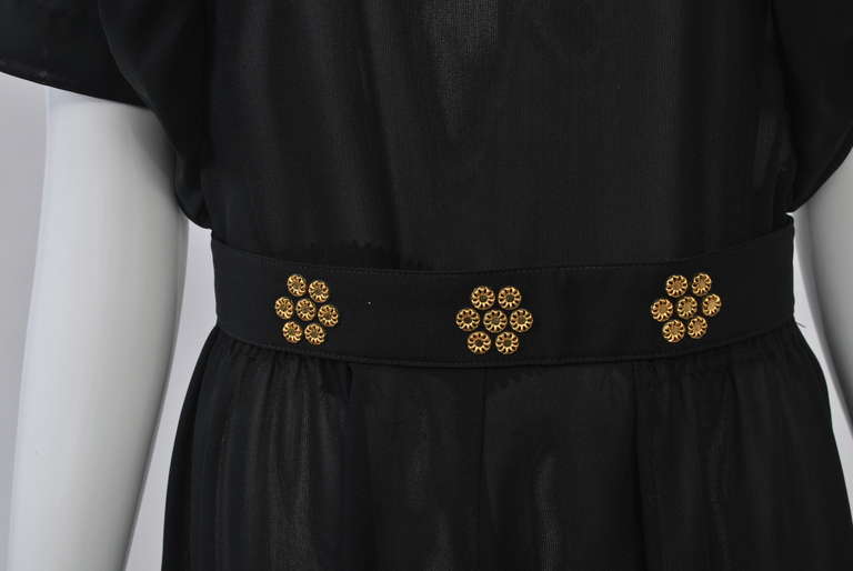 Women's 1940s Black Dress with Studded Belt For Sale