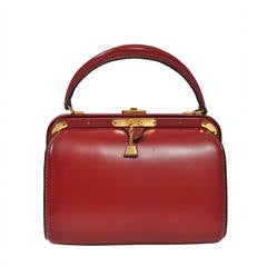 Vintage Lederer 1960s Red Leather Handbag