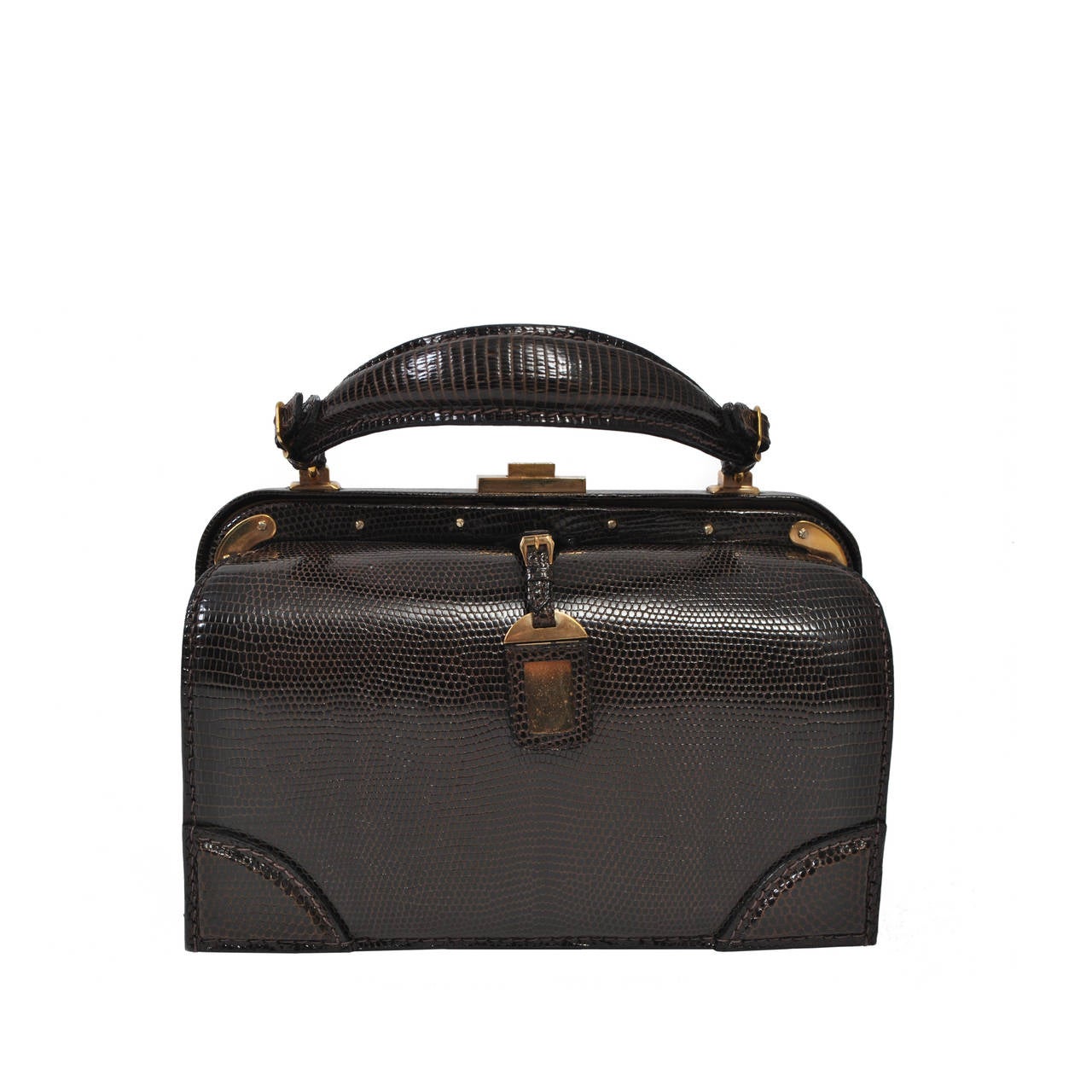 Lederer 1960s Brown Lizard Handbag
