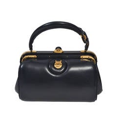 Retro Lederer 1960s Navy Handbag