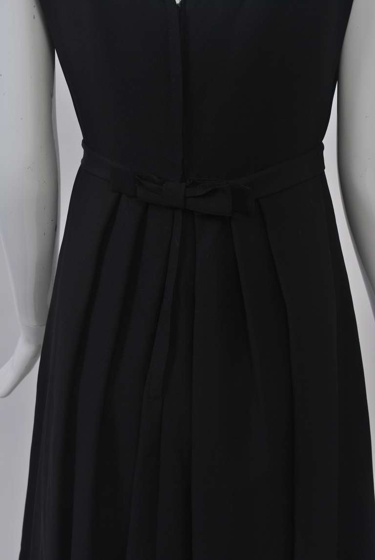 1960s Black Crepe Dress with Jet-Beaded Bodice For Sale 1